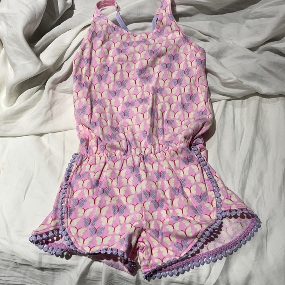 Hatley 4 💯cotton romper worn once euc lavander